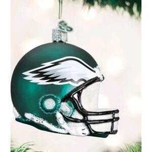 Philadelphia Eagles Blown Glass Helmet Ornament Old World Christmas NFL Football